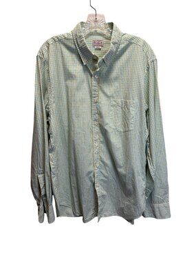 J.Crew Mens Large Yellow & Blue Plaid 100% Cotton Long Sleeve Button-Up Shirt